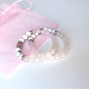 Rose Quartz and Howlite Bracelets Set of 2.